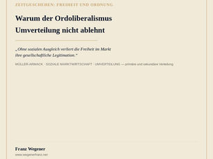 Titelbild: ‚Warum der Ordoliberalismus Umverteilung nicht ablehnt' – Blogartikel über Alfred Müller-Armacks Modell der Einkommensverteilung, von Franz Wegener