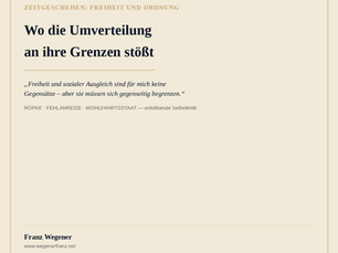 Titelbild: ‚Wo die Umverteilung an ihre Grenzen stößt' – Blogartikel über ordoliberale Selbstkritik, von Franz Wegener