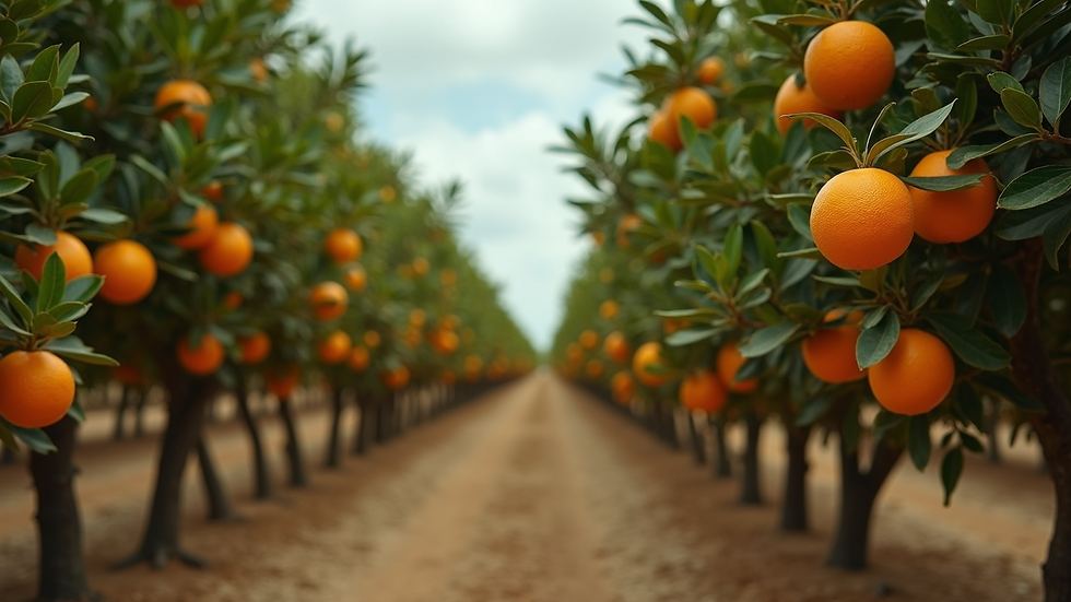 Eye-level view of Florida's orange groves