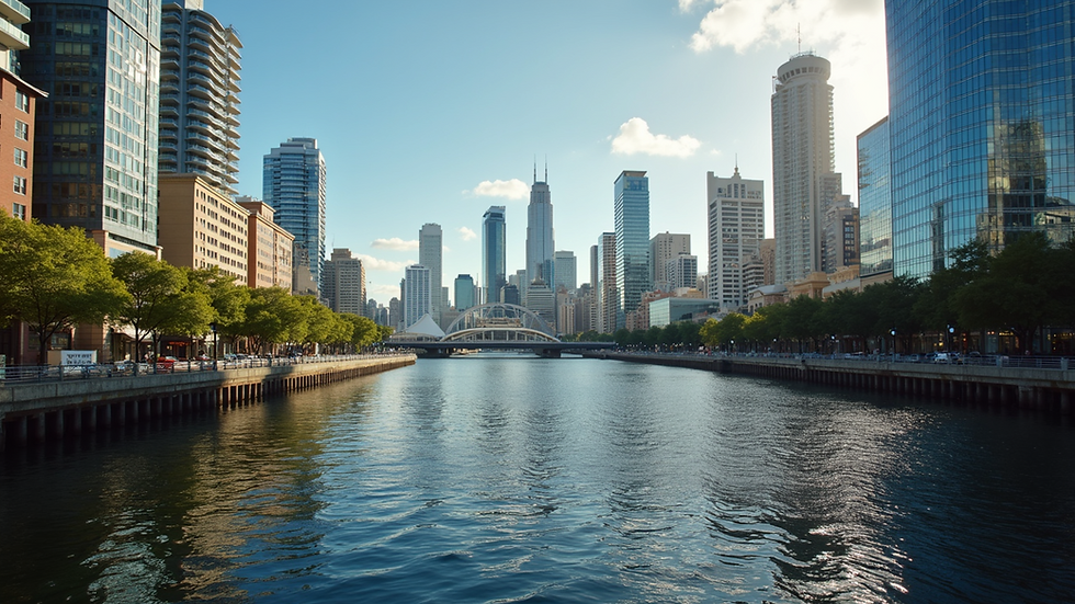 Wide angle view of Melbourne's vibrant waterfront