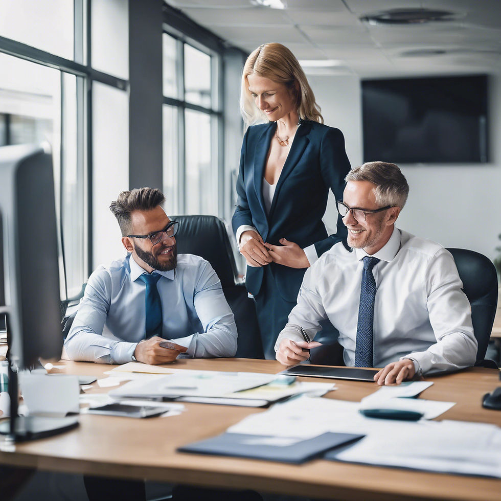 a business man in an office, with a client, , export pictures, who provides Export Consul
