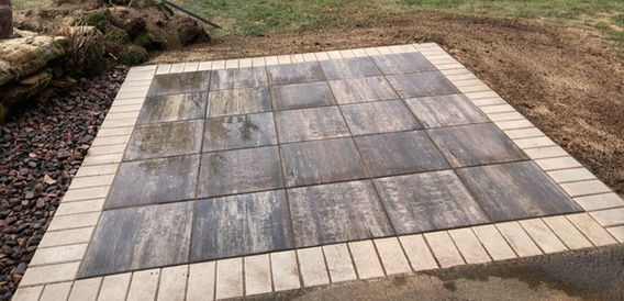 Patio block installation, patio, landscaping