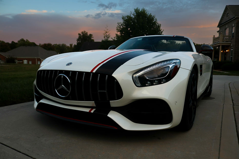 Anthony Durrahs Mercedes AMG GT sits in his driveway in Charlotte, NC, on Sunday, Oct. 8, 2025. A soft box light was used with camera settings at f/4.5 1/500 ISO 640. 