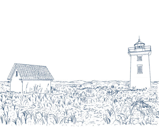 illustration of woods end light lookout, provincetown