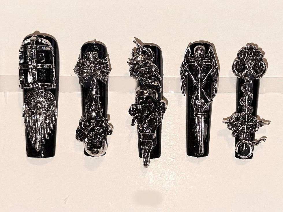 Thumbnail: X-Long, Coffin Style Handmade Gothic Press On Nails-Size: Small