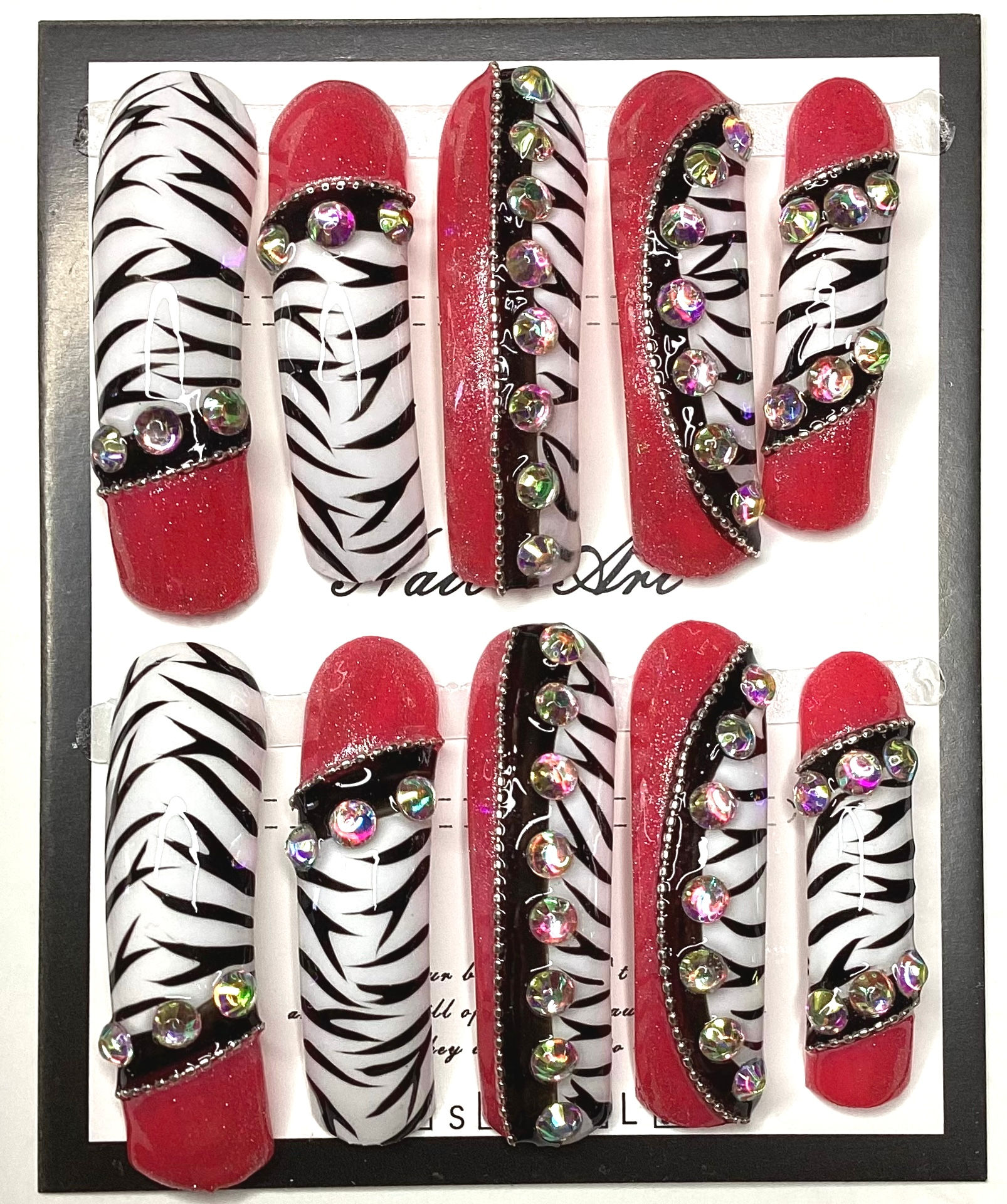 X-Long, Curved Style Handmade Press On Nails - Size: Large 
