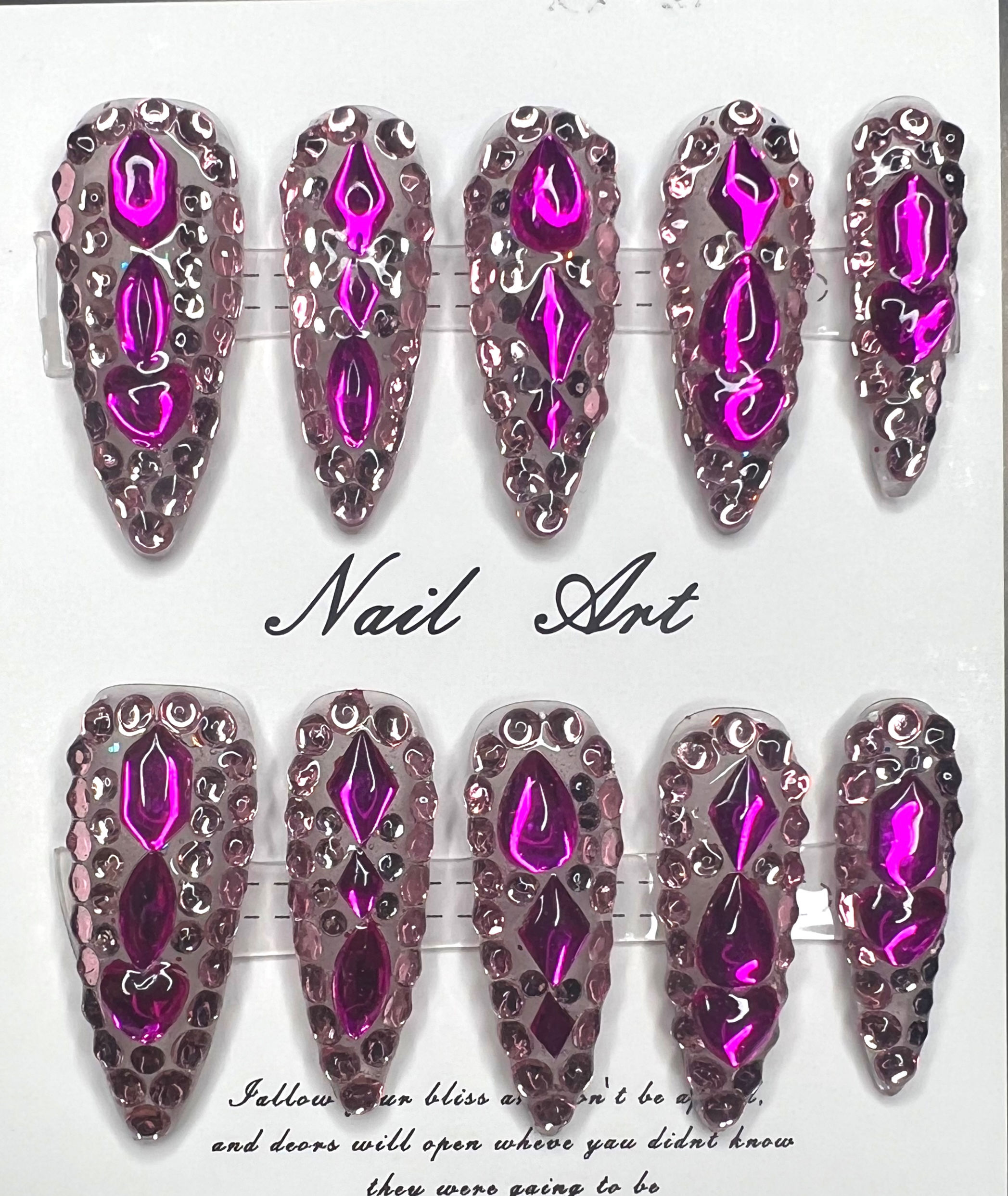 X-Long, Stiletto Style Handmade Press On Nails - Size: Small 