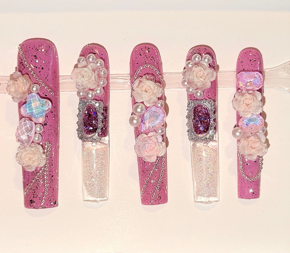 Thumbnail: XX-Long square Handmade Water Press On Nails-Size: Medium 