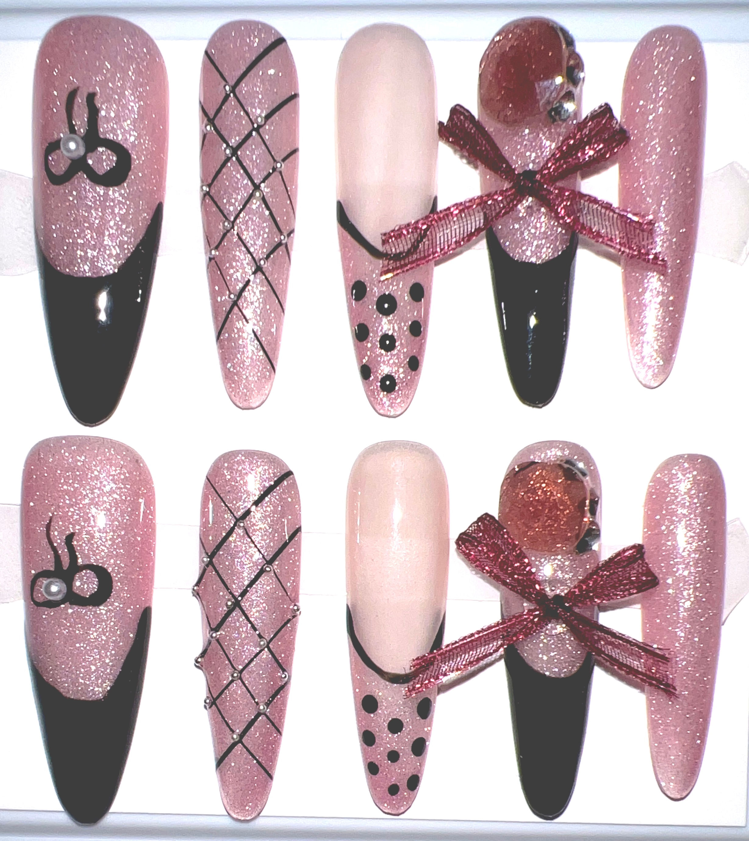X-Long, Almond Style Handmade Press On Nails – Size: Medium 