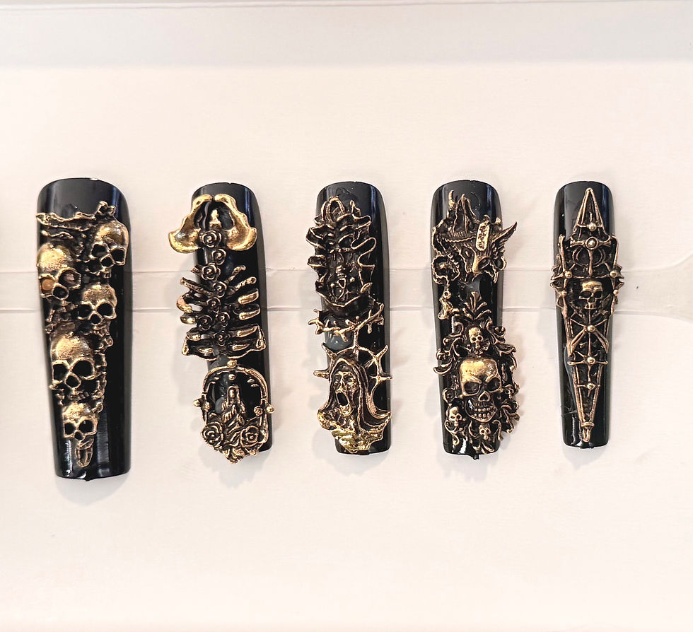 Thumbnail: X-Long, Coffin Style Gothic Handmade Press On Nails-Size: Medium 