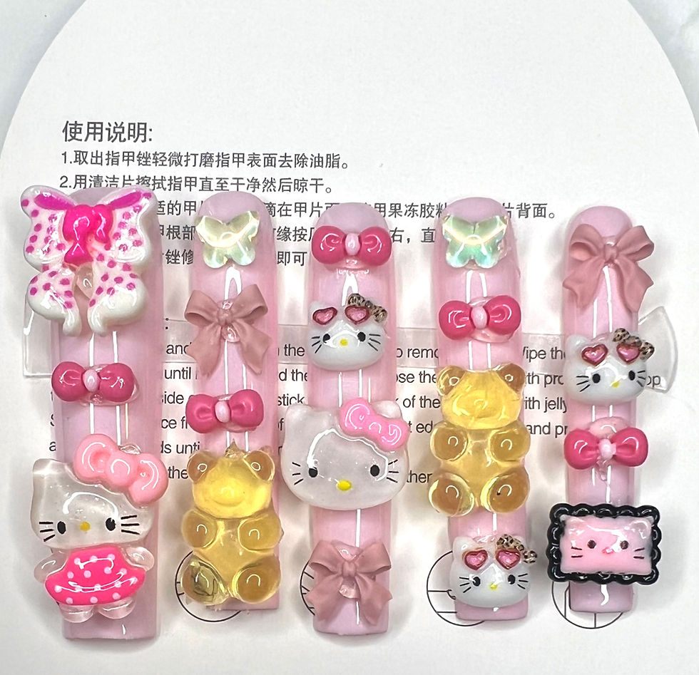 Thumbnail: XX-Long,  Square , Handmade Press On Nails - Size: Medium 
