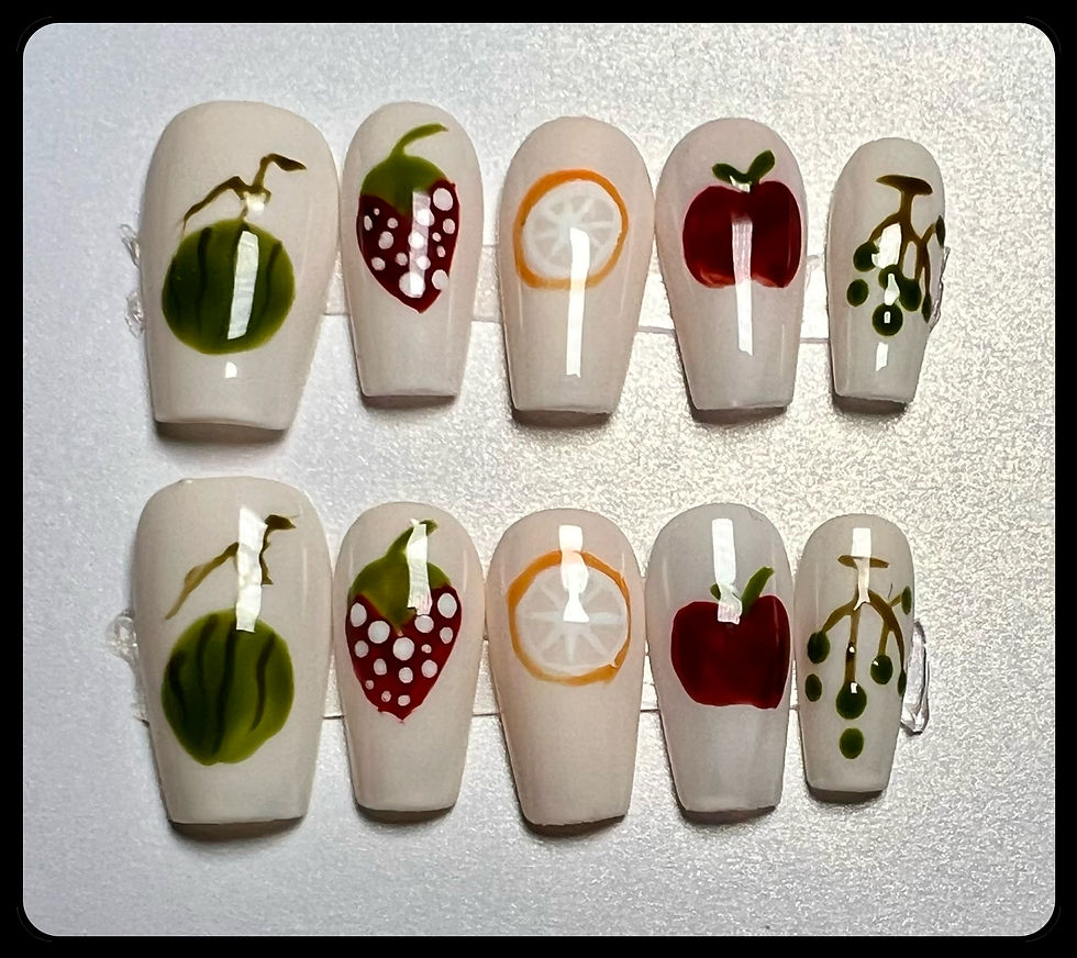 Medium Length, Coffin Style Handmade Press On Nails - Size: Small