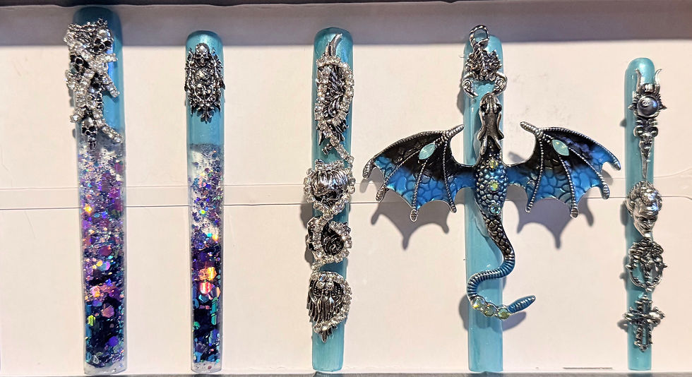 Thumbnail: XXX-Long (10 cm), Coffin Style Handmade Press On Nails- Size: Medium/Large 