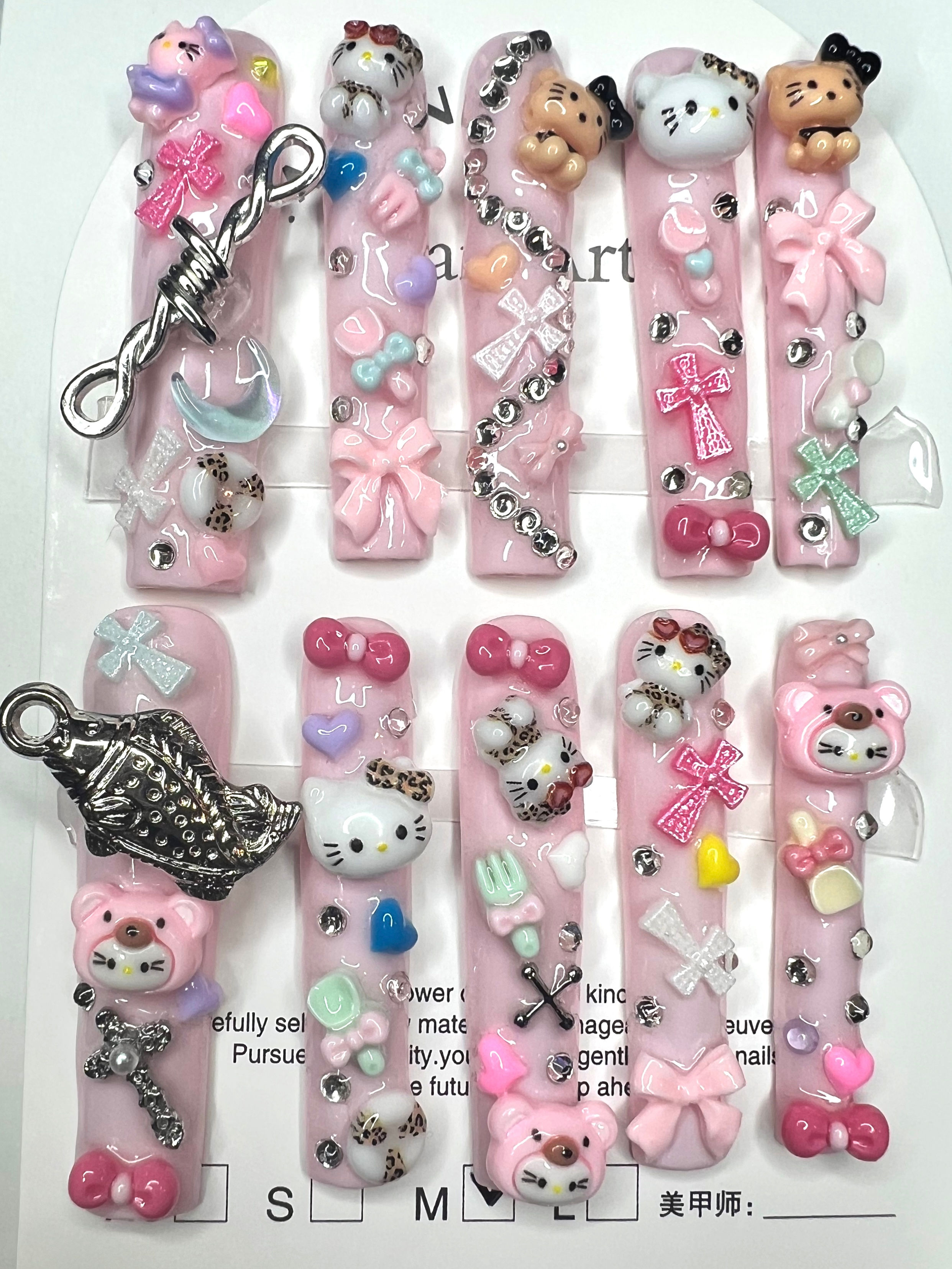 XX-Long, Square , Handmade Press On Nails - Size: Medium