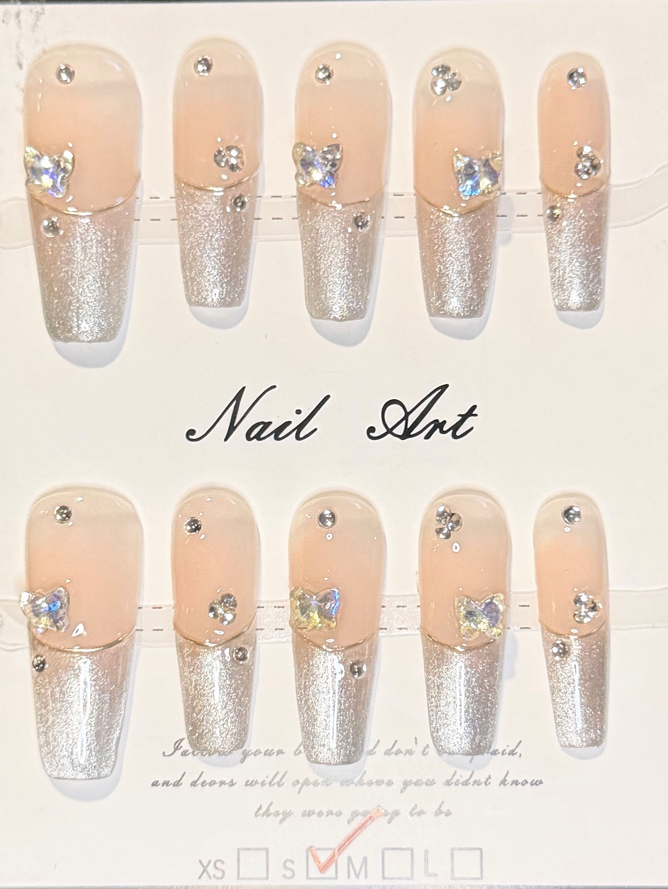 Long, Coffin Style Handmade Press On Nails-Size: Small 