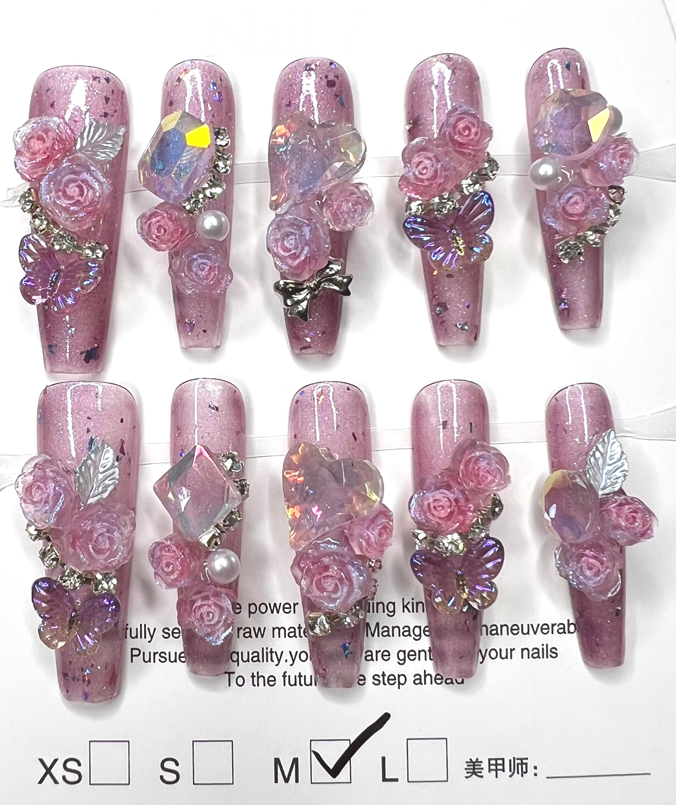 X-Long, Coffin Handmade Luxury Press On Nails - Size: Medium 
