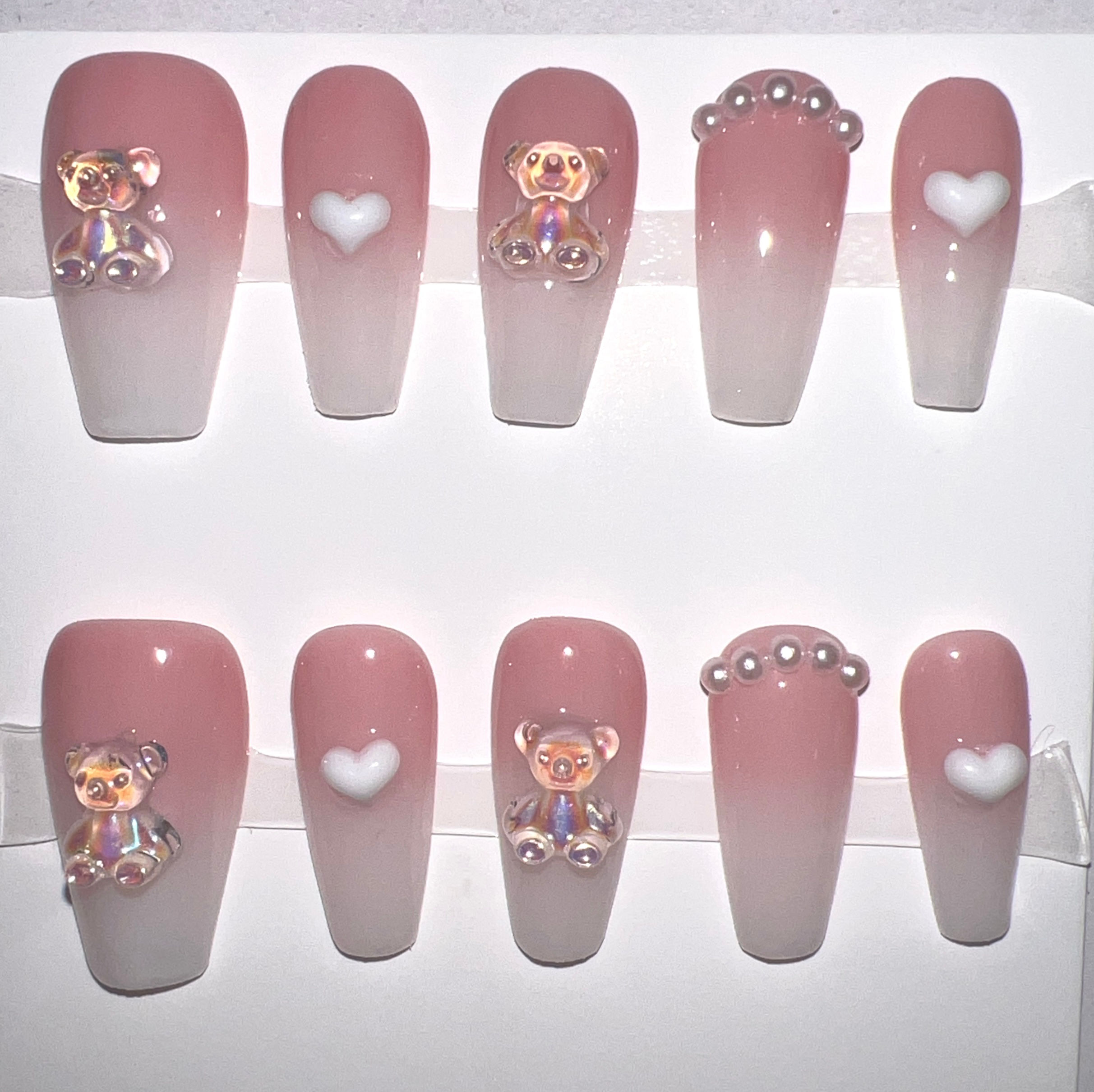 Long, Coffin Style Handmade Press On Nails - Size: Medium