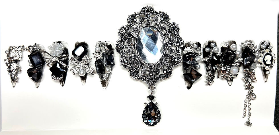 Long, Stiletto Style Handmade Luxury Press On Nails -Size: Large (11 Pieces)