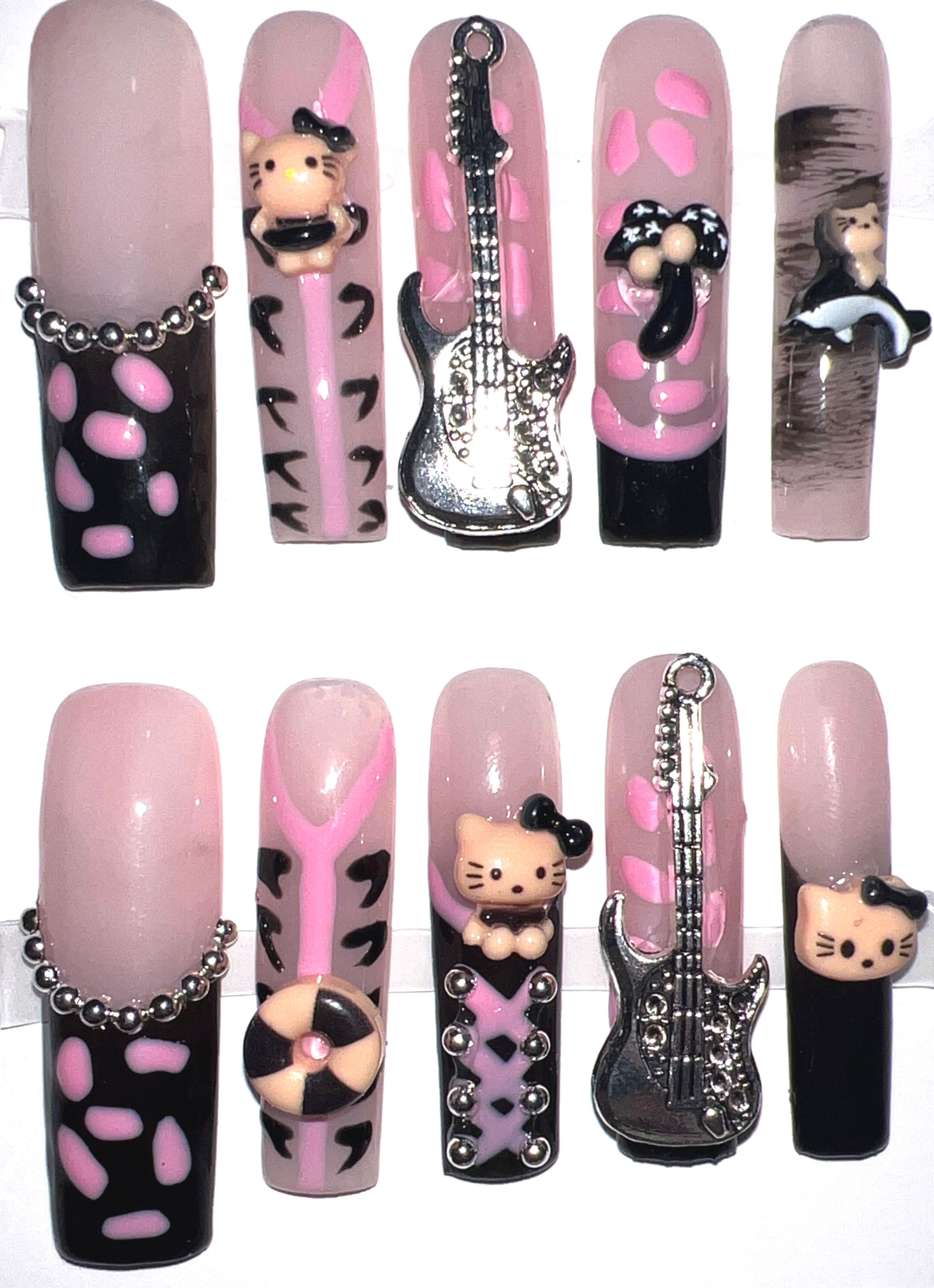 X-Long, Square Style Handmade Press On Nails – Size: Medium 