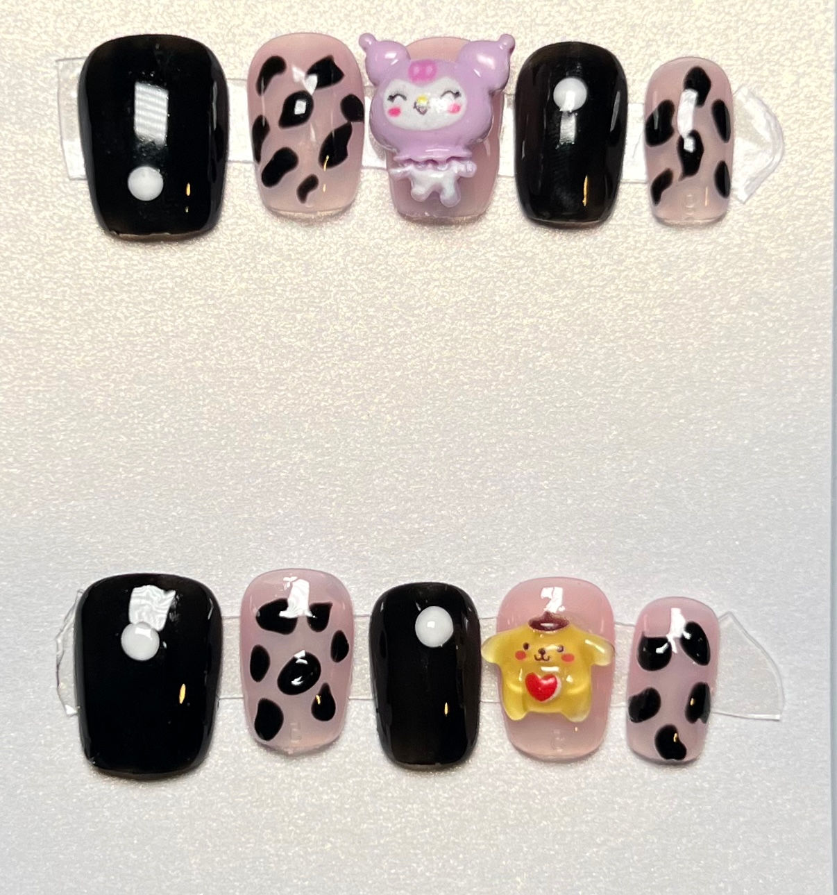 Short, Coffin Style Handmade Press On Nails - Size: Medium 