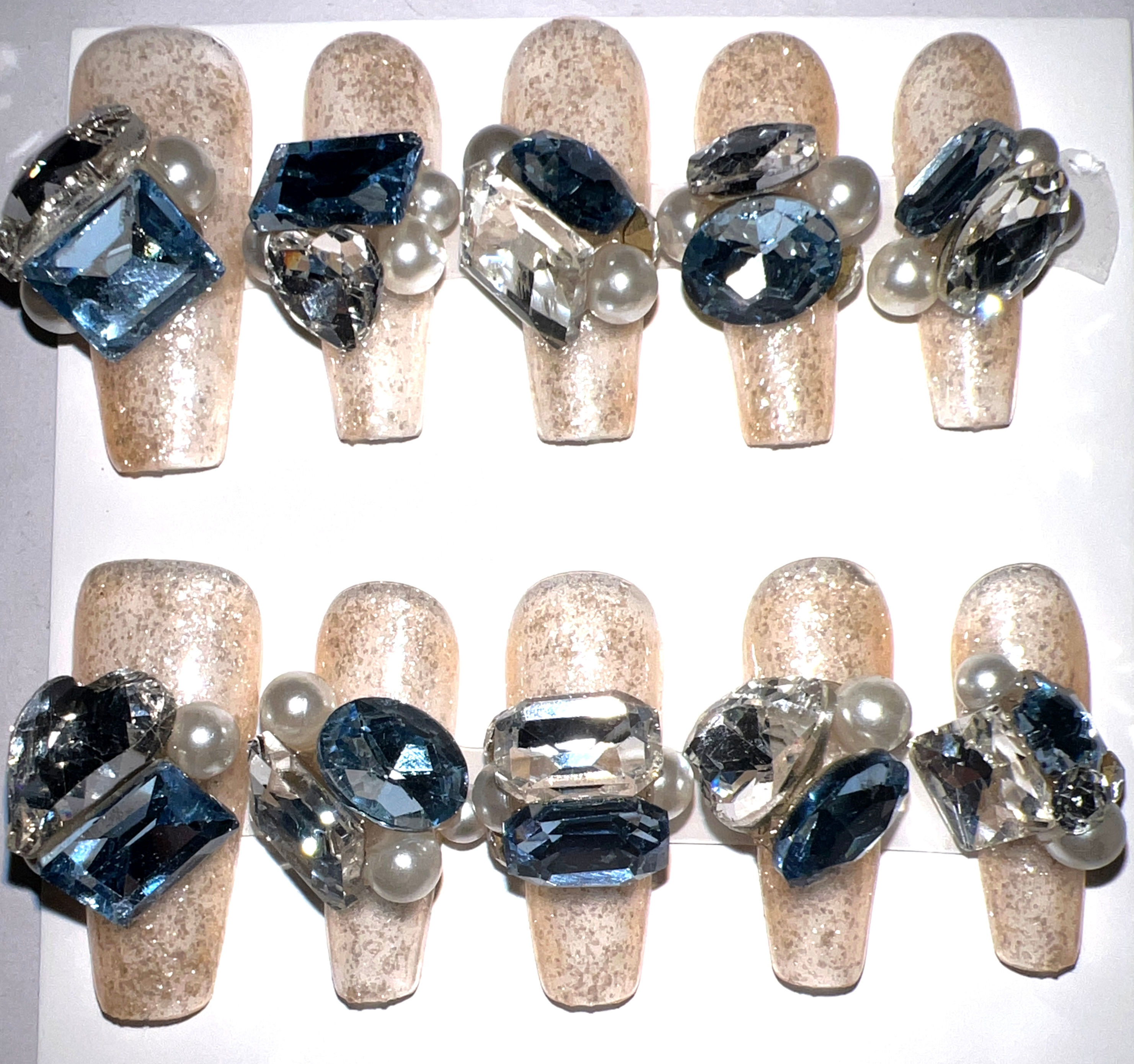 Long, Coffin Style Handmade Luxury Press-On Nails – Size: Medium.