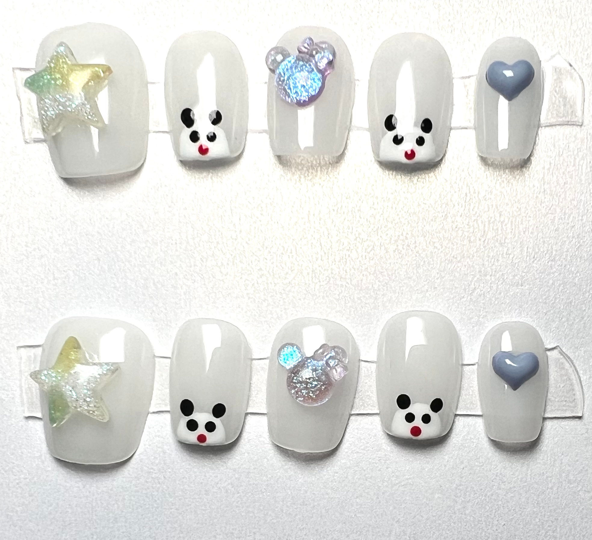 Short , Coffin Style Handmade Press On Nails - Size: Medium 