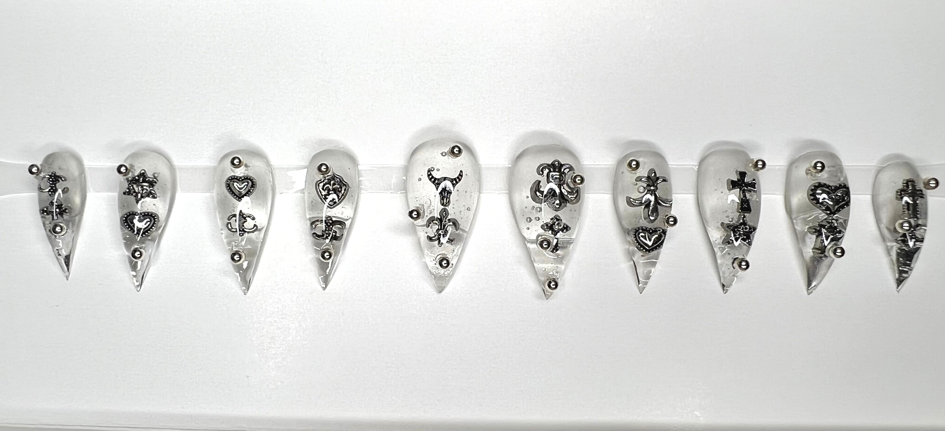 Long, Dragon Claw Premium Style Handmade Press On Nails -Size: Medium 