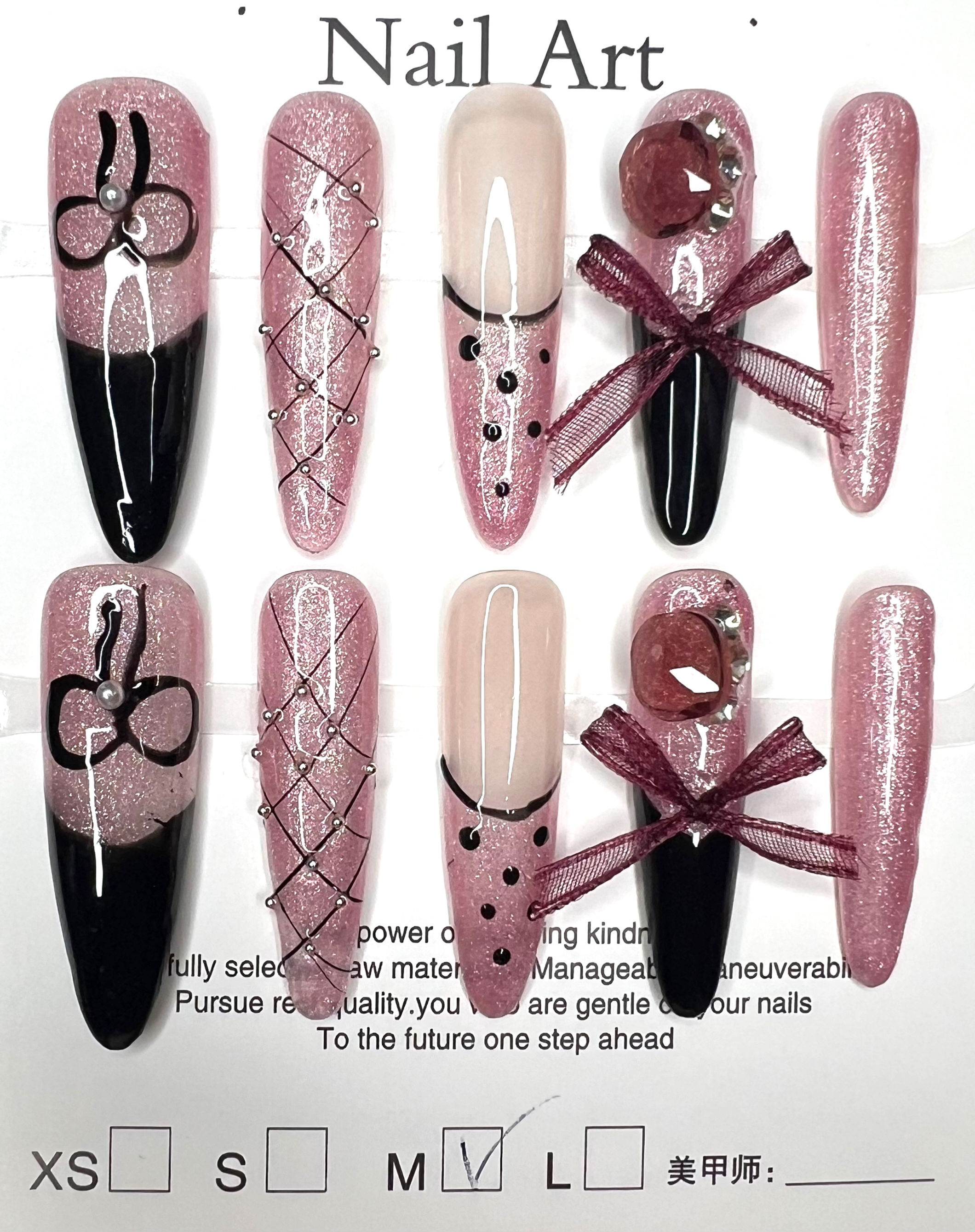 X-Long, Almond Style Handmade Press On Nails - Size: Medium