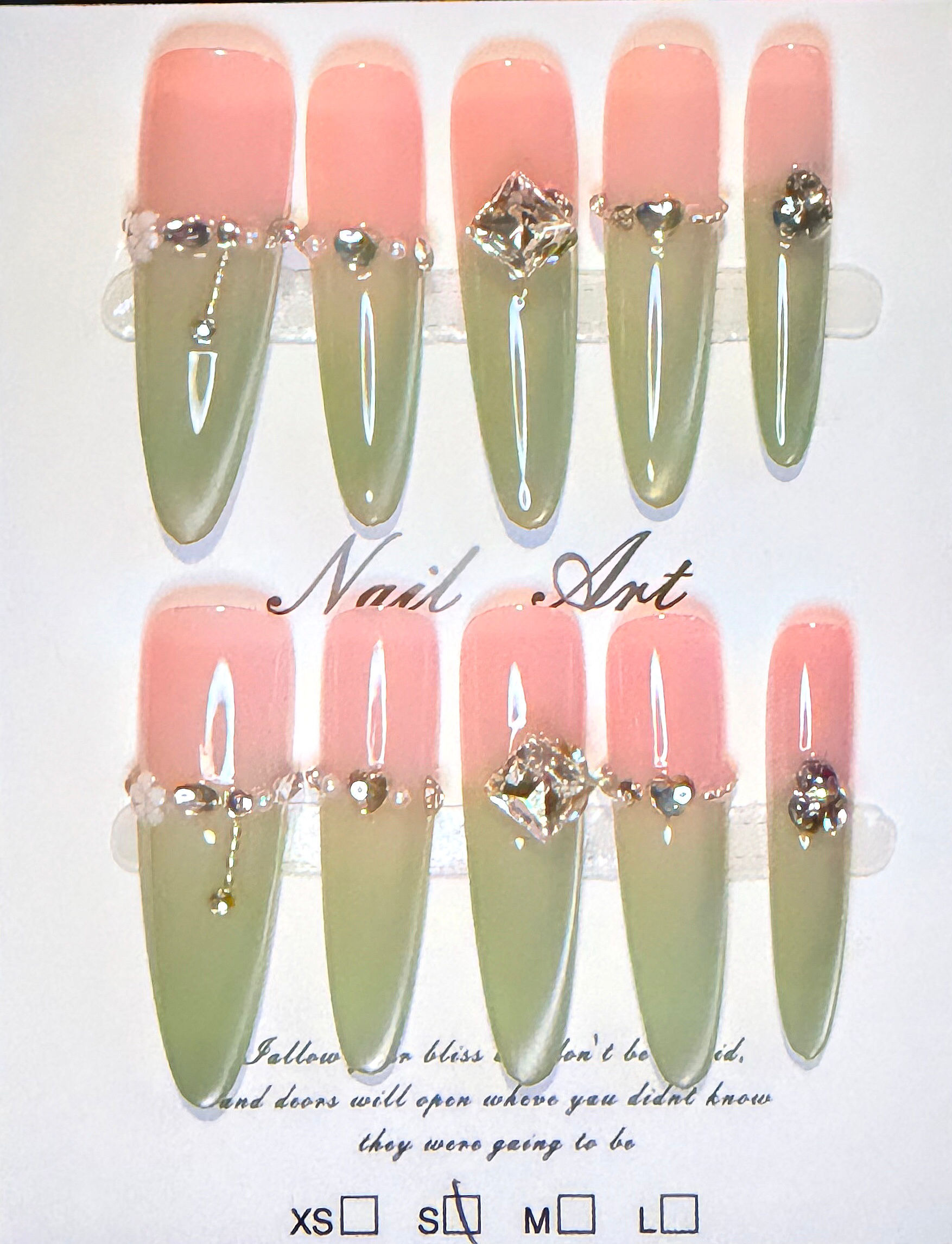 X-Long, Almond Style Handmade Press On Nails-Size: Small