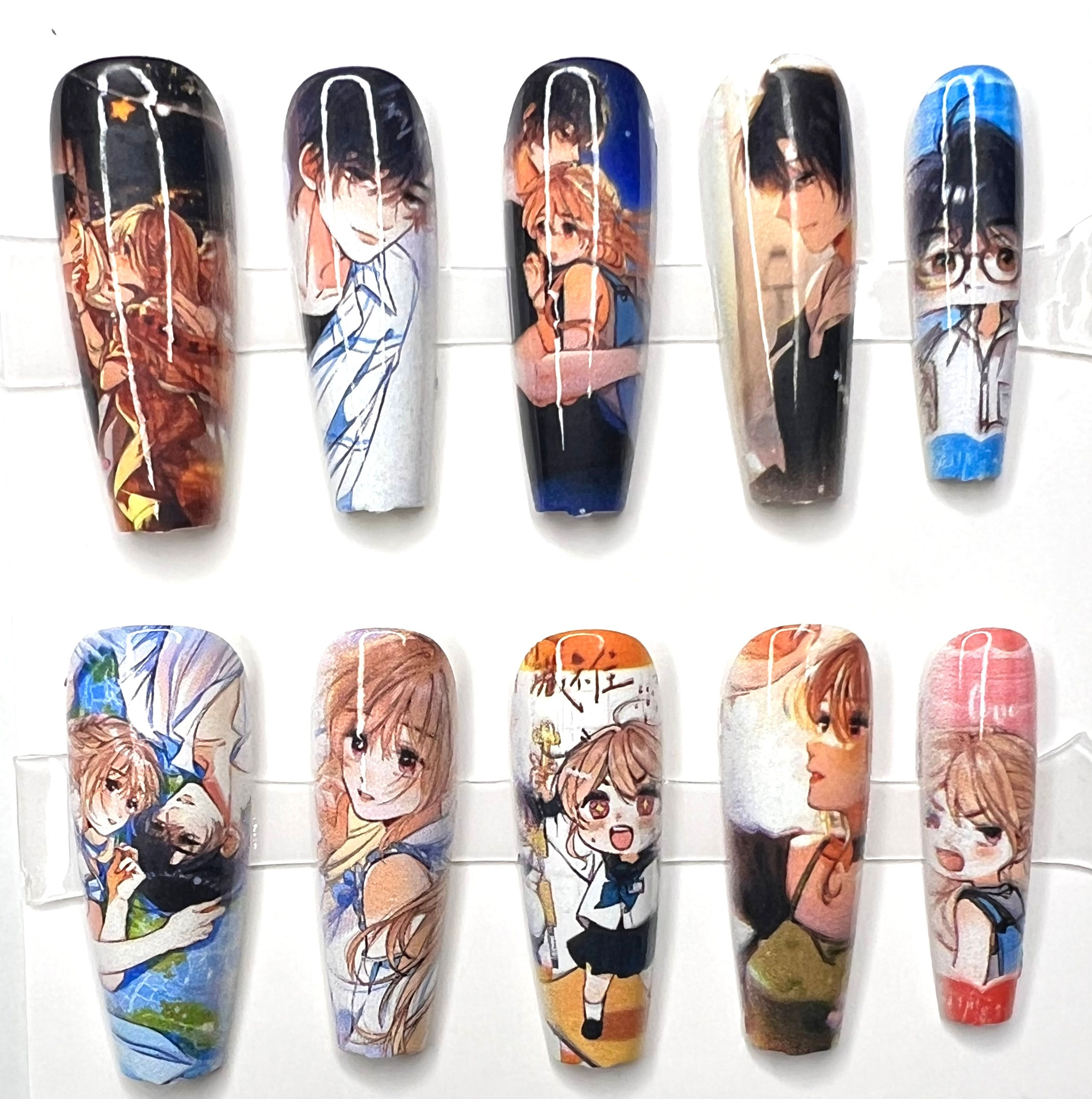 Long, Anime Press On Nails - Size: Medium