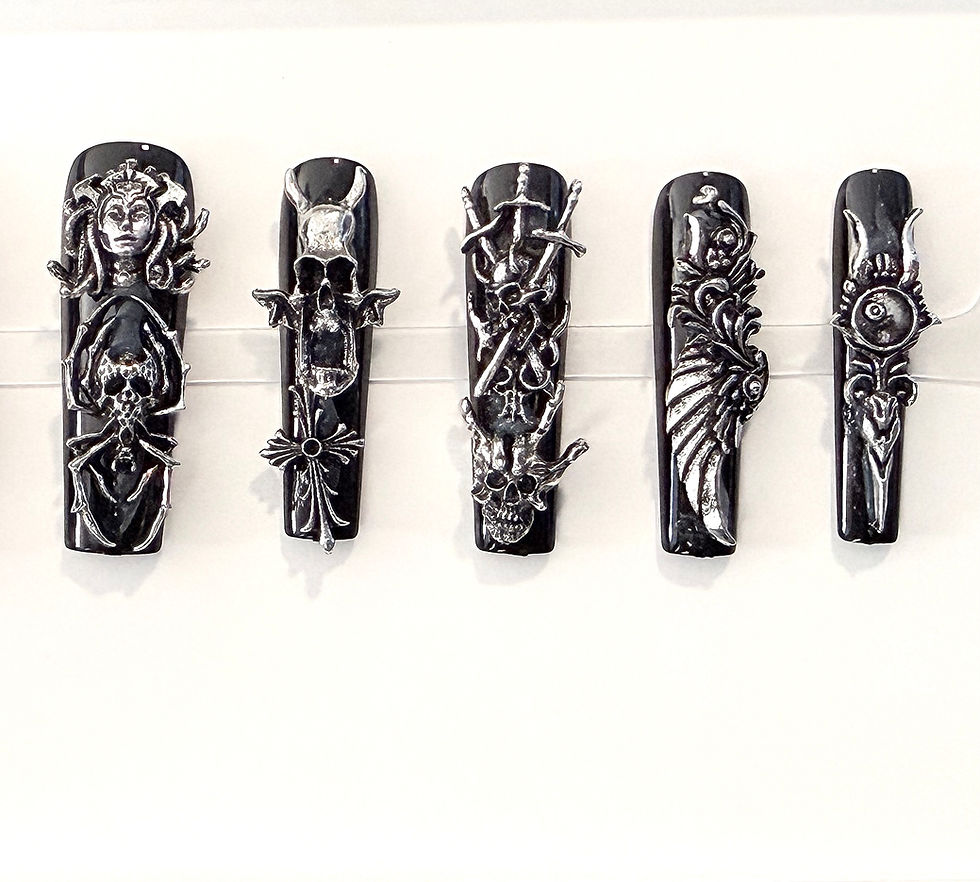 Thumbnail: X-Long, Coffin Style Gothic Handmade Press On Nails-Size: Small 