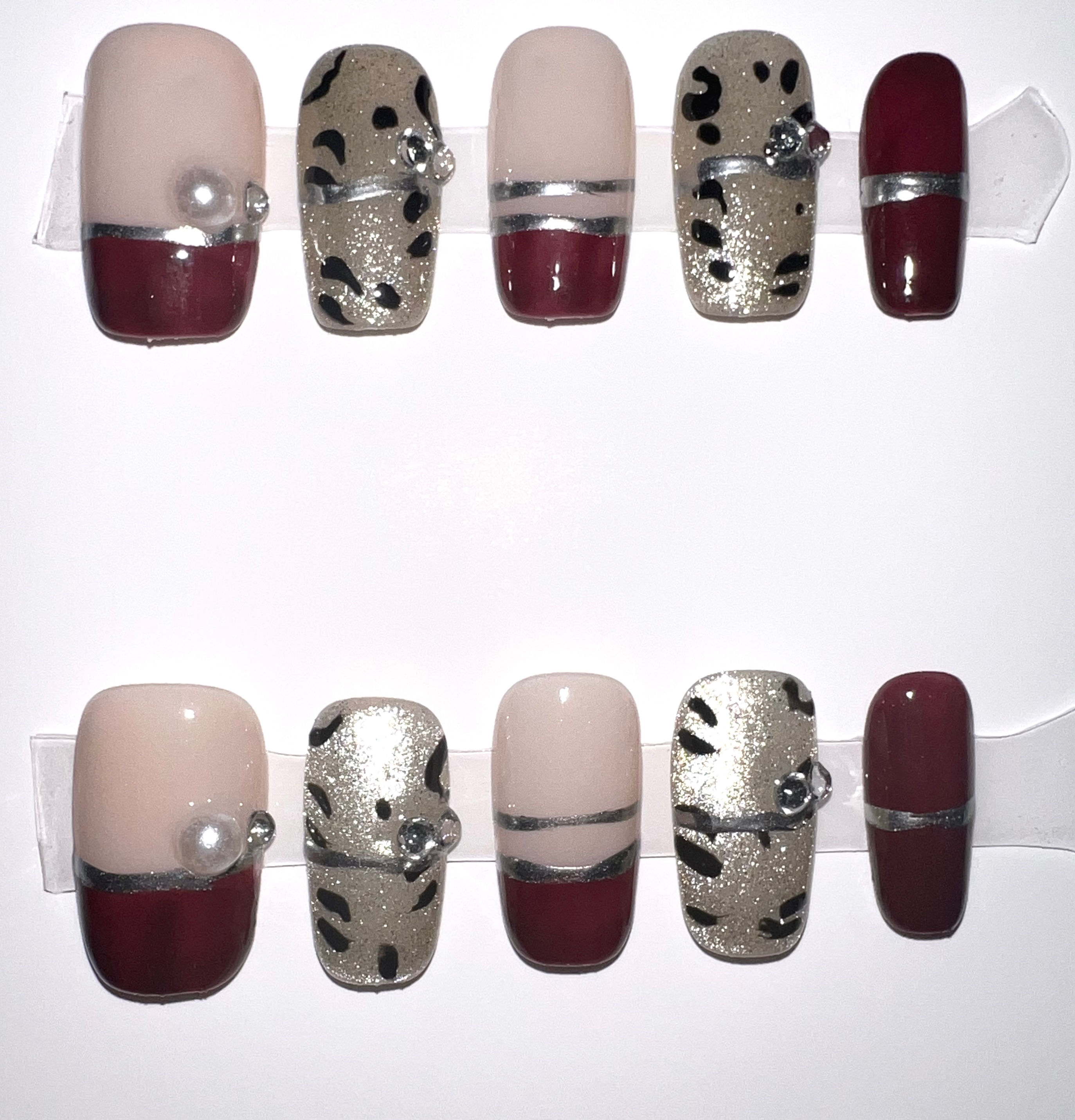 Medium Length,  Oval Style Handmade Press On Nails - Size: Small 