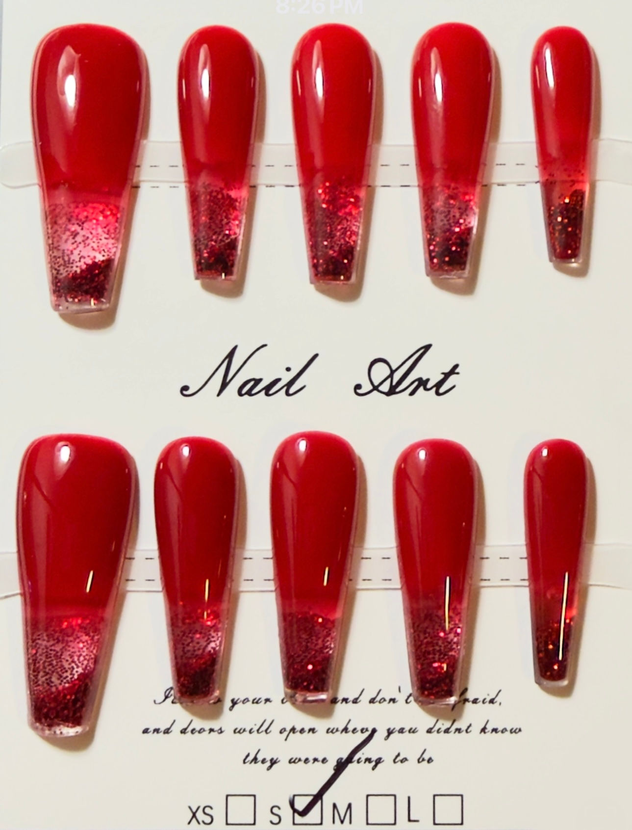 Long- Coffin Style Water Press On Nails - Size: Small 