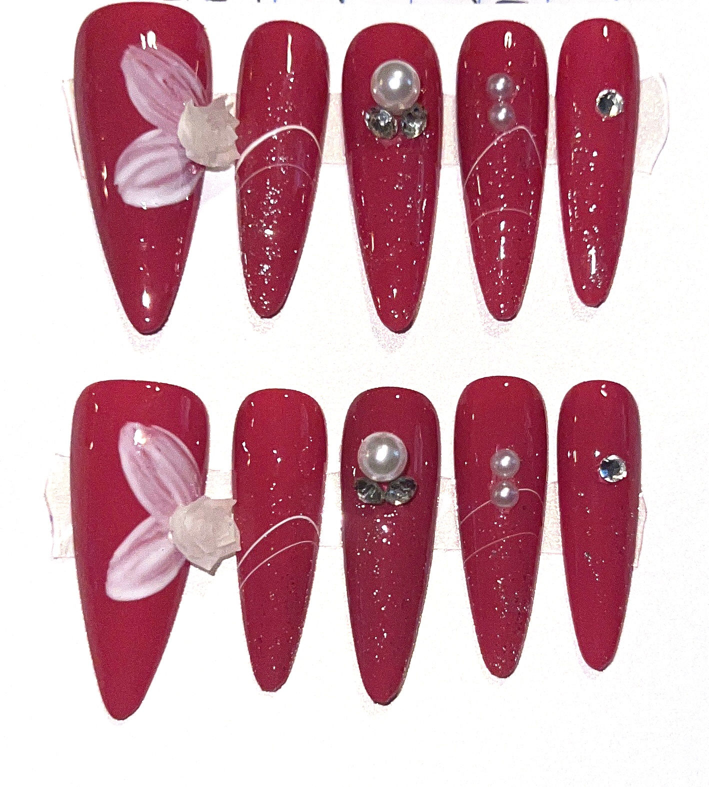 Long, Almond Style Handmade Press On Nails - Size: Large