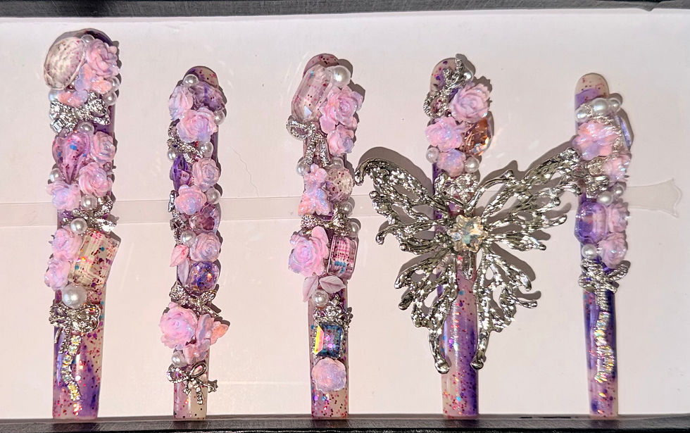 Thumbnail: XXX-Long (10 cm), Coffin Style Handmade Press On Nails- Size: Medium 