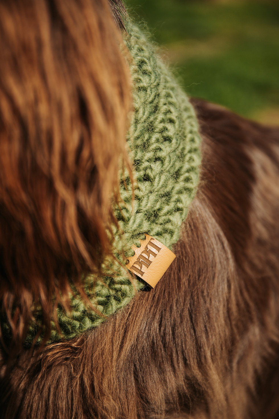Thumbnail: Moss Green Handmade Merino Wool Dog Snood