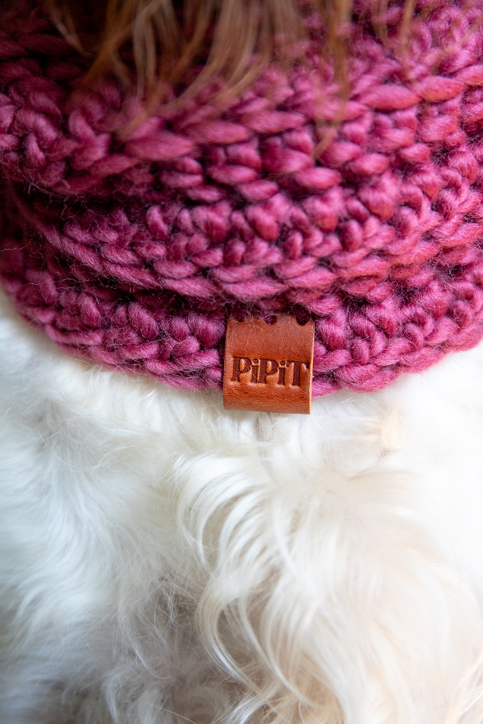 Thumbnail: Ready-Made Medium Bramble Pink Merino Wool Dog Snood