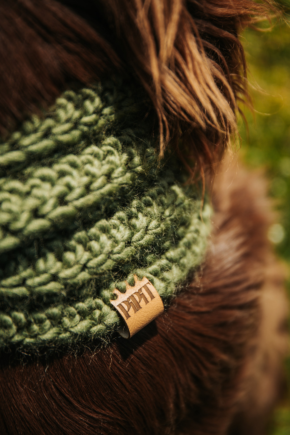 Thumbnail: Moss Green Handmade Merino Wool Dog Snood