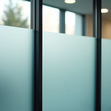 Close up look of frosted glass sticker privacy window film