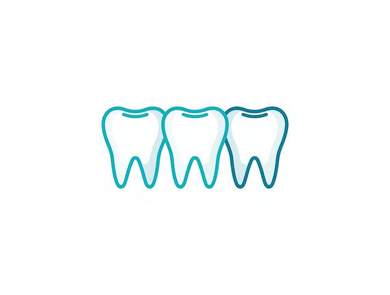 Minimal flat icon of a dental bridge with three teeth, sleek medical design, flat vector s