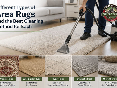Professional cleaning different types of area rugs including wool, Persian, Oriental, and synthetic rugs in London, Ontario.