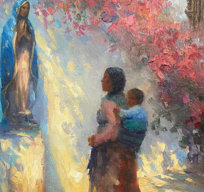 Thumbnail: Bougainvillea Street 11x14 inches oil on canvas