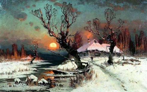 Клевер =Юлиус Сергиус фон Клевер=.  =Закат солнца зимой=, 1891, холст, масло, частное собр