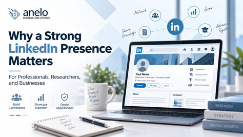 Anelo Digital Solutions blog image about building a strong LinkedIn presence for professionals, researchers, and businesses