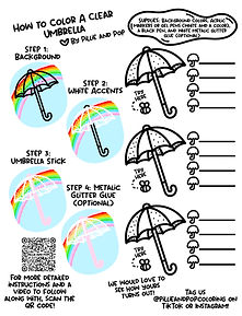 Free printable for how to color a clear umbrella as an adult coloring tutorial for beginners. Includes steps and places to practice the coloring technique.