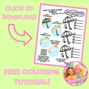 Free Coloring Tutorial Printable Download to follow along with for how to color a clear umbrella.