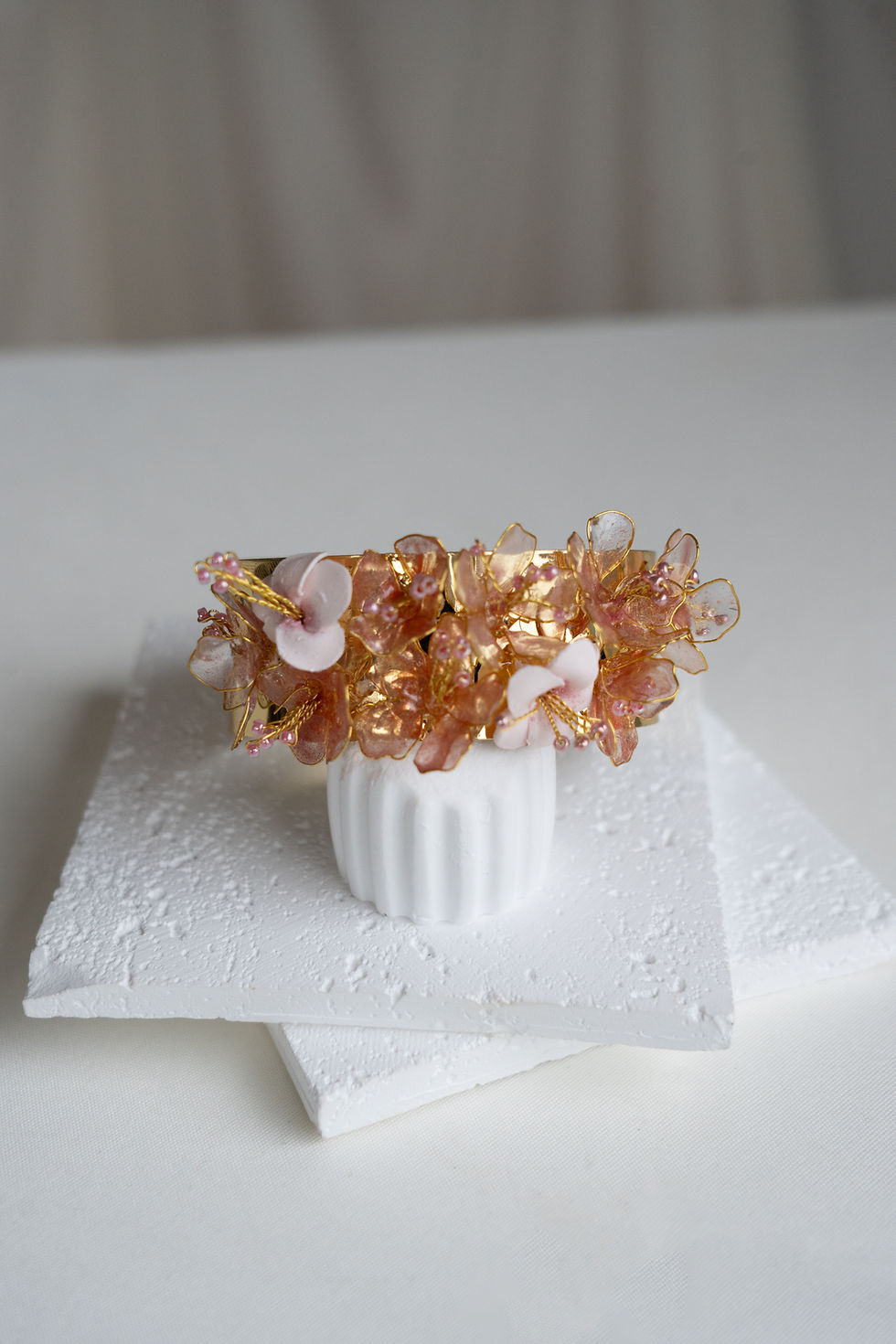 Miniatura: bracelet manchette mariage fleurs et perles