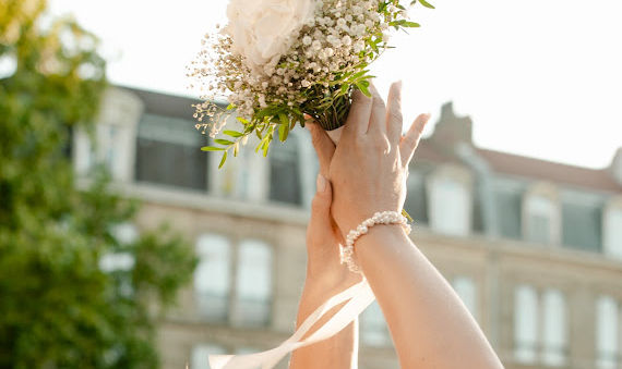 bracelet collection mariage en perles d'eau douce et ruban de satin