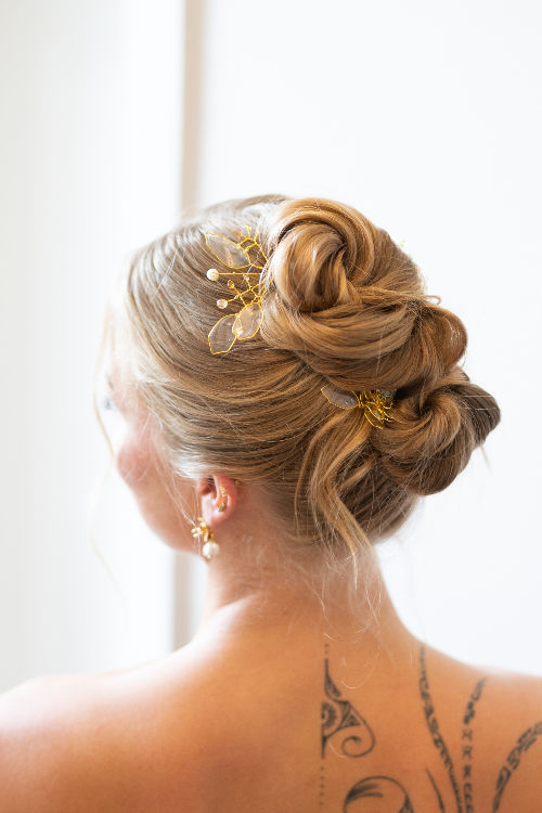 Miniature : trio d'épingles à chignon mariée doré perles et cristaux