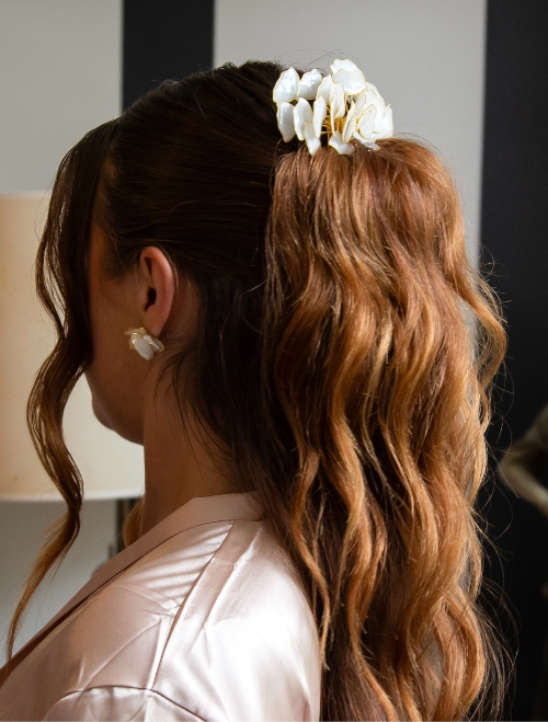 boucles d'oreilles Céleste mariée nacrée et dorée